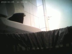 Cutie peeing before a public toilet spy cam