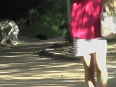 Asian teen almost lost her panties during skirt sharking