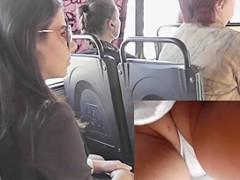 Excited bus upskirt on a summer day