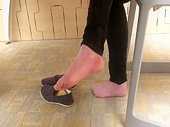 Candid Blonde College Teen Legs and Feet at library