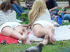 Blonde Candid Feet And Legs In Park Porn